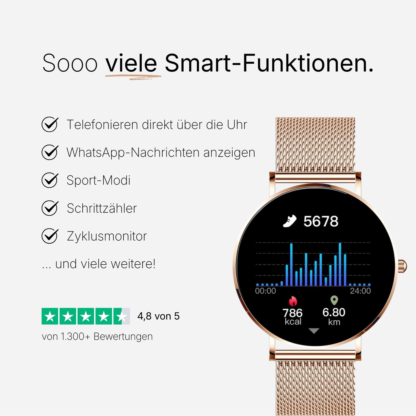 Frühlings-Angebot – MILANO Smartwatch + GRATIS Leder-Wechselarmband, Designer-Armreif & Schutzfolie