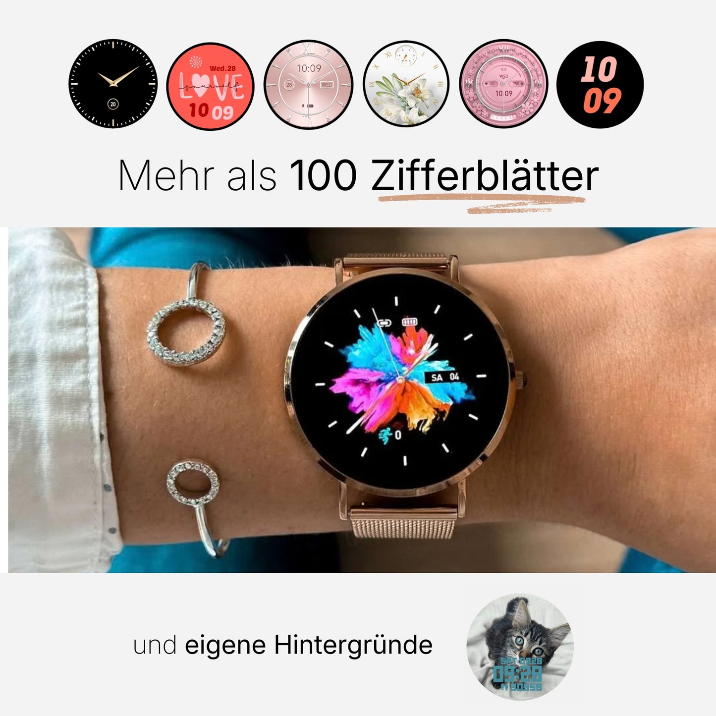 Frühlings-Angebot – MILANO Smartwatch + GRATIS Leder-Wechselarmband, Designer-Armreif & Schutzfolie